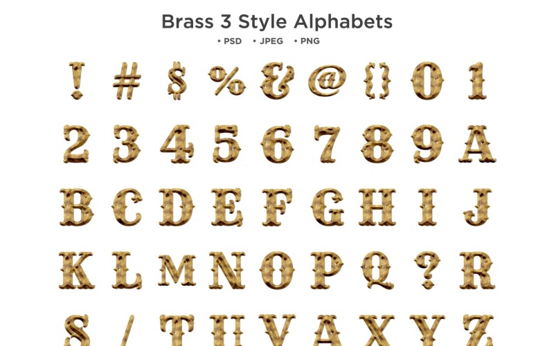 Pirinç 3 Stil Alfabesi Abc Tipografi