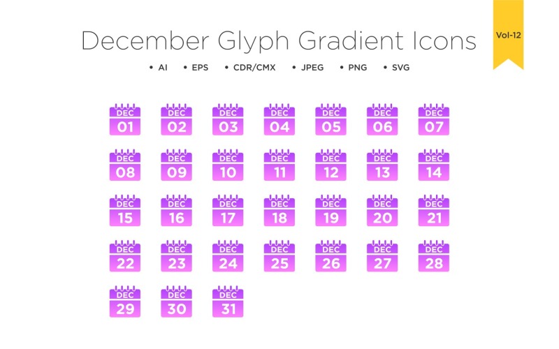 Prosinec glyf přechodu ikona