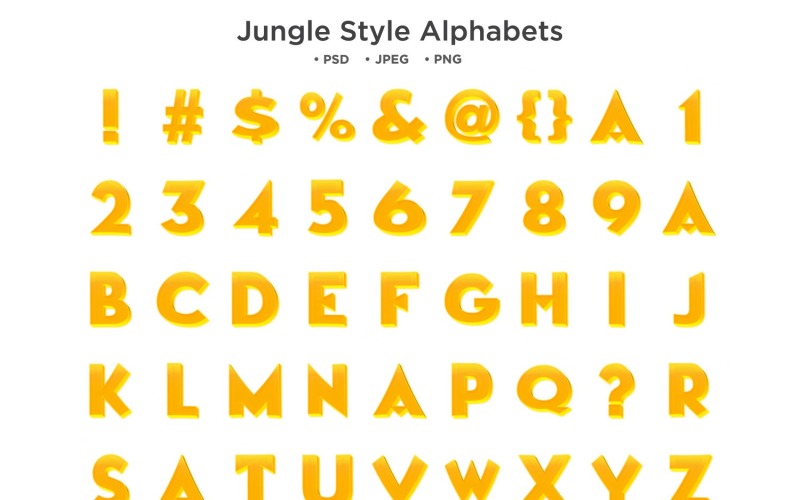 Abeceda ve stylu džungle, abc typografie