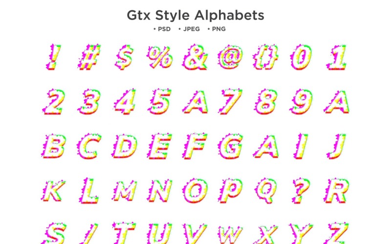 Alfabet stylu Gtx, typografia Abc