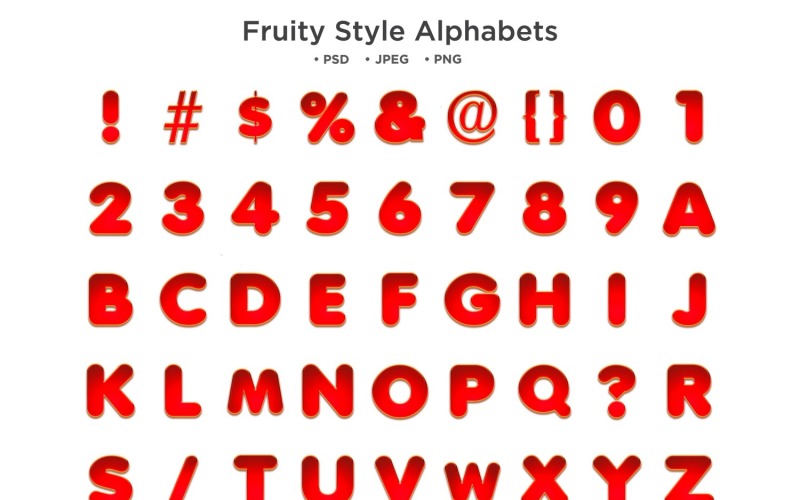 Alfabeto stile fruttato, tipografia Abc