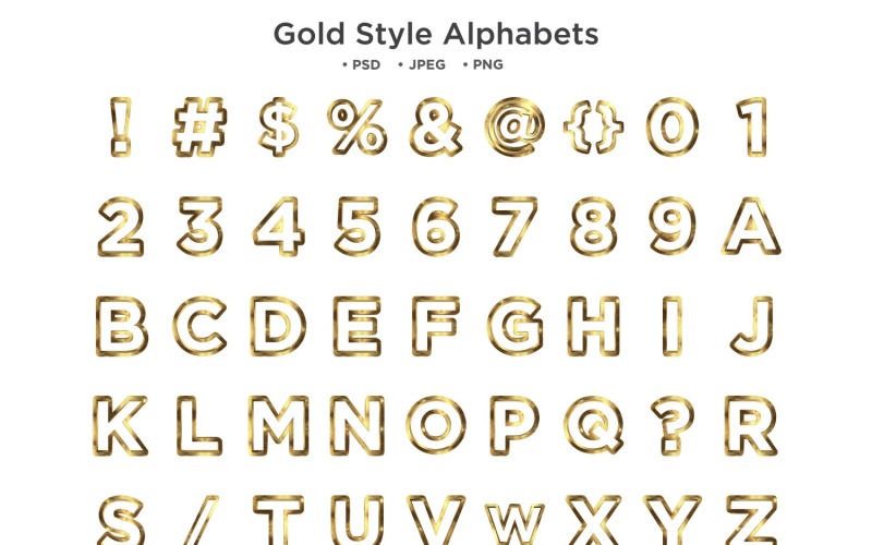 Alphabet de style or, typographie abc
