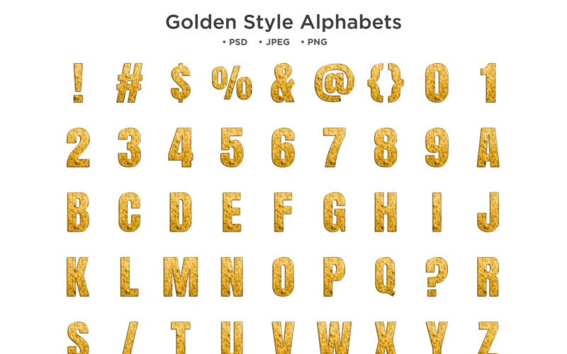 Alphabet im goldenen Stil, ABC-Typografie