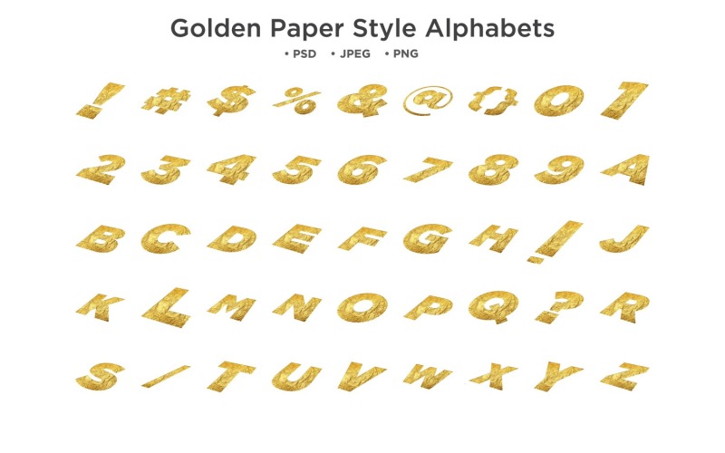 Goldenes Papier ohne BG-Stil-Alphabet, Abc-Typografie