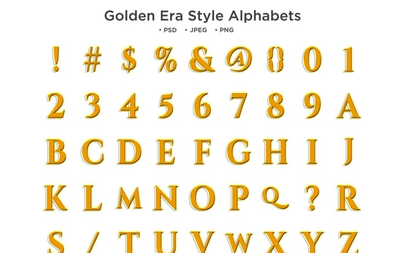 Gouden Tijdperk Stijl Alfabet, Abc Typografie