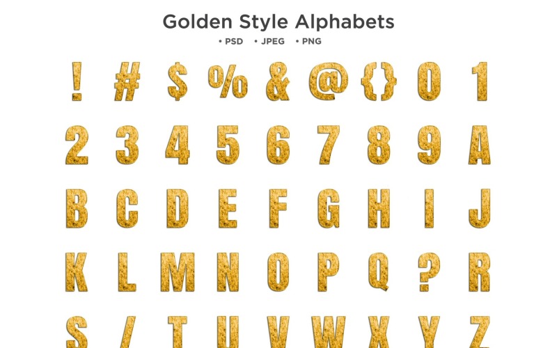 金色风格字母表，Abc 排版