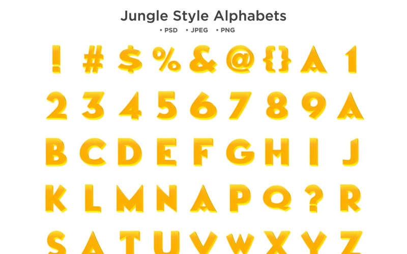 Jungle-stijl alfabet, ABC typografie