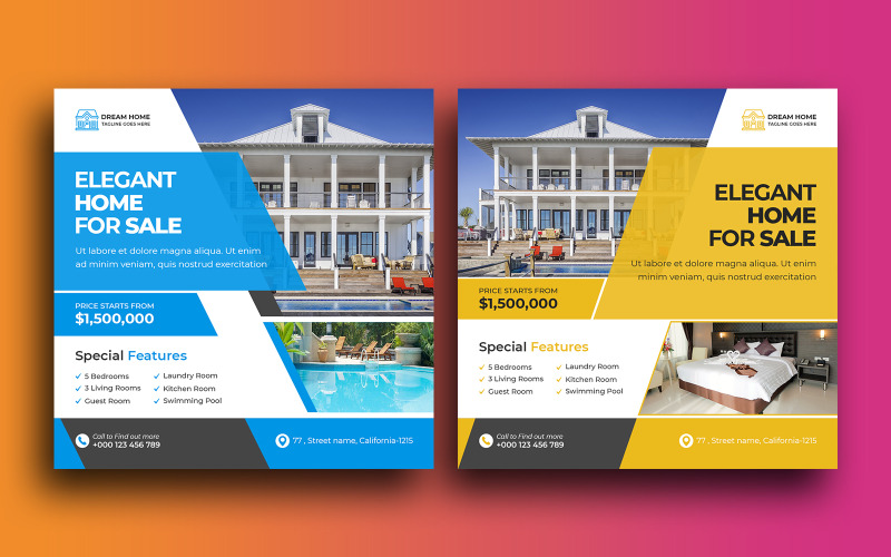 Real estate Instagram post social media design template