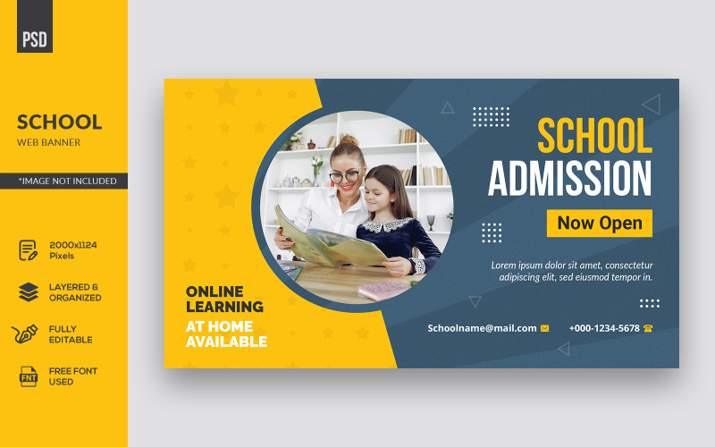 Modèle d'identité d'entreprise de conception de bannière Web et d'annonces d'école