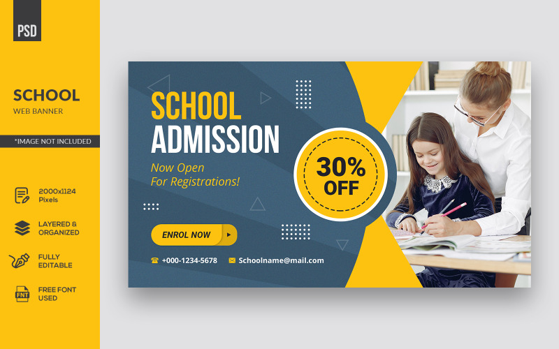 Modèle d'identité d'entreprise pour la conception de bannières et d'annonces Web pour l'éducation scolaire