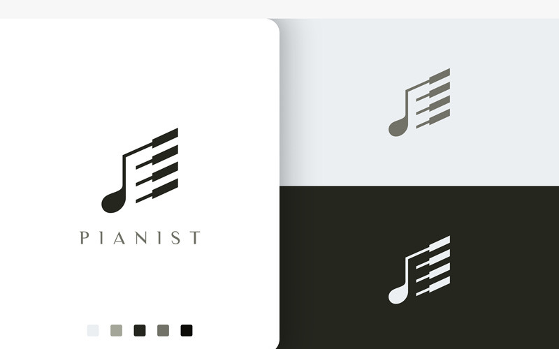 Basit ve Modern Piyano Çalar Logosu