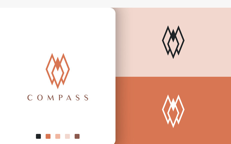 Direction or Compass Logo Simple Style