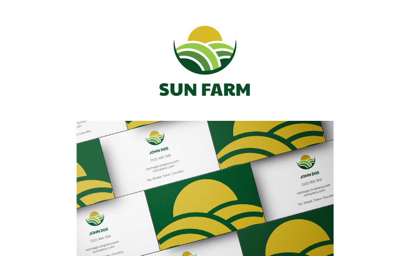Дизайн логотипа Sun Farm и визитная карточка