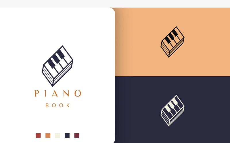 Egyszerű és modern zongora könyv logó