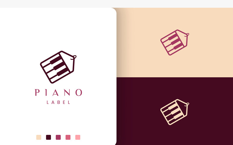 Jednoduché logo nebo ikona štítku pro klavír