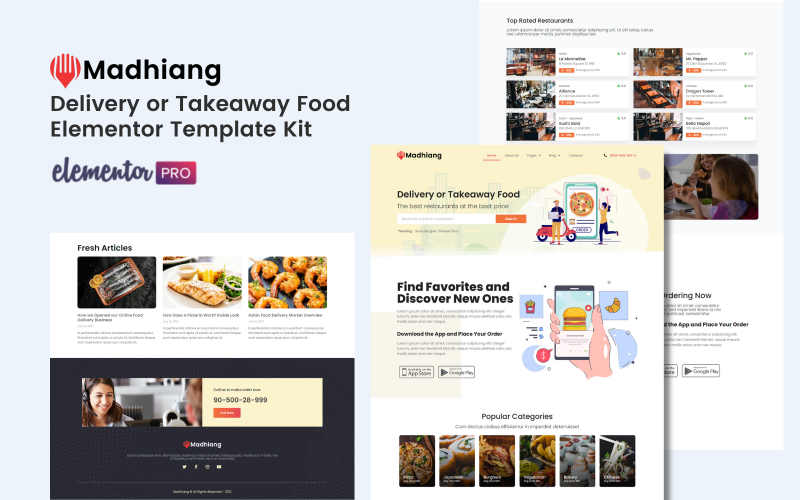 Madhiang - Kit di modelli Elementor per cibo da consegna o da asporto