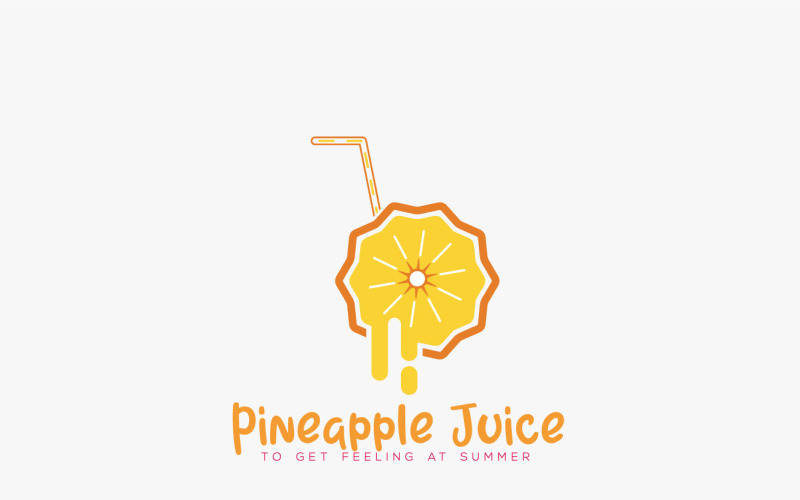 Fruchtsaft, Logo, Design, Vektor, Ananas, Trinken, Fruchtsaft, Mit, Glas