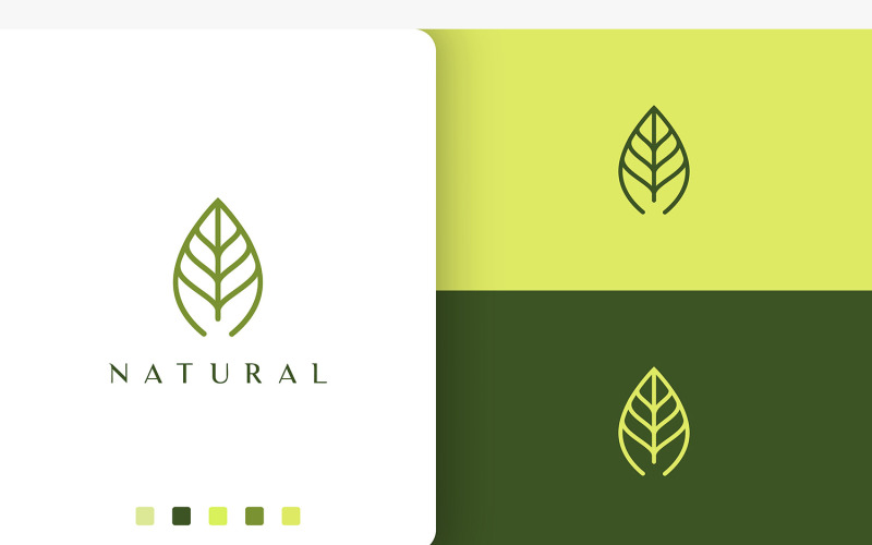 Logo zielonego liścia z prostym i nowoczesnym