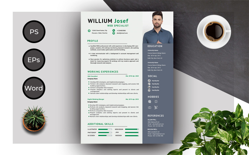 Modello di curriculum di Willium Josef Modello di curriculum completo e professionale