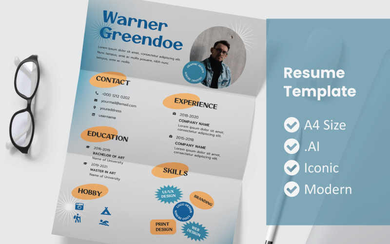 Old Retro Style Printable Resume Template