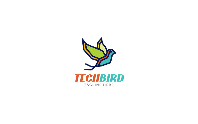Шаблон дизайна логотипа Tech Bird