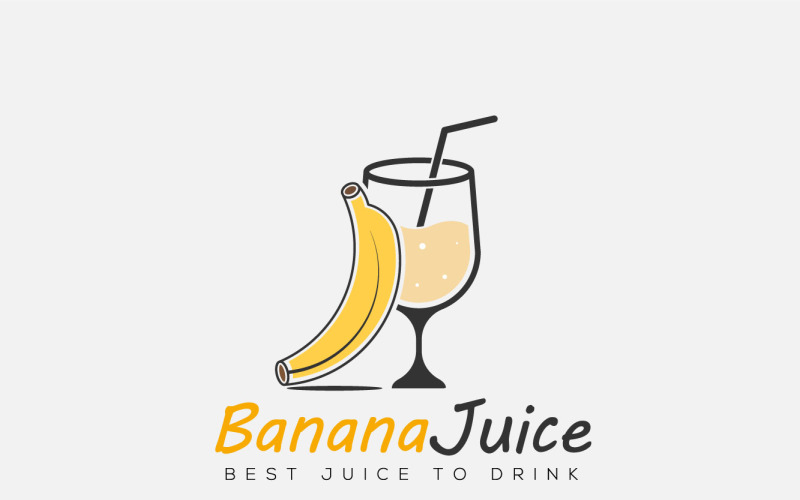 Succo Di Banana Succo Di Frutta Con Vetro Vector Logo