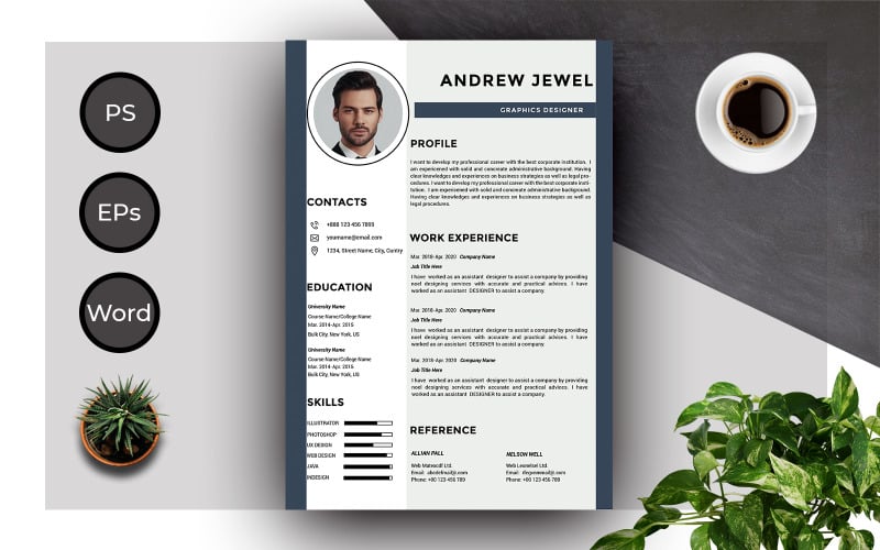 ZDARMA Šablona resume of Andrew Professional CV Resume Template
