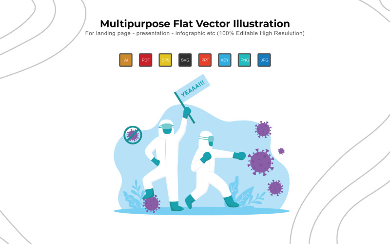 Combatti Corona ogni volta - Design di illustrazione vettoriale piatto