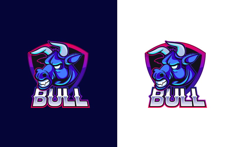 Modello di progettazione icona logo mascotte testa di toro
