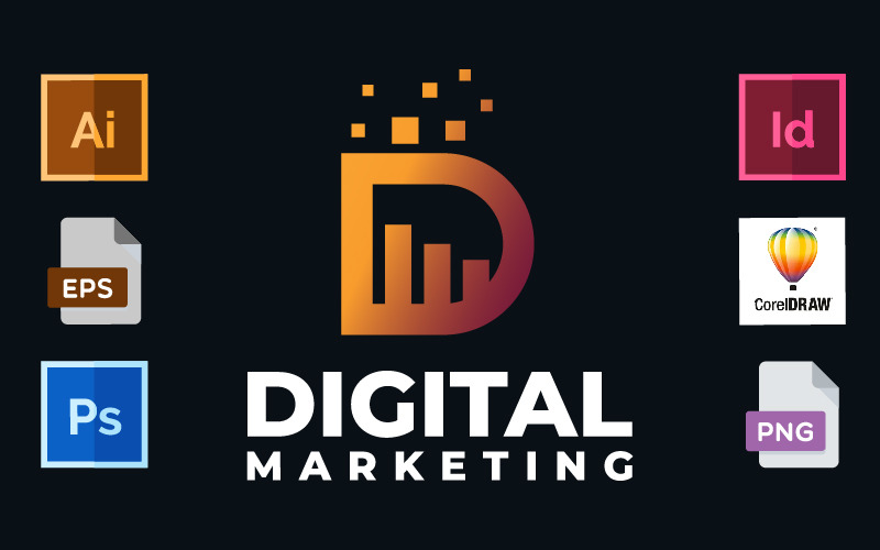 Modelo de logotipo de marketing digital | Perfeito para marketing digital