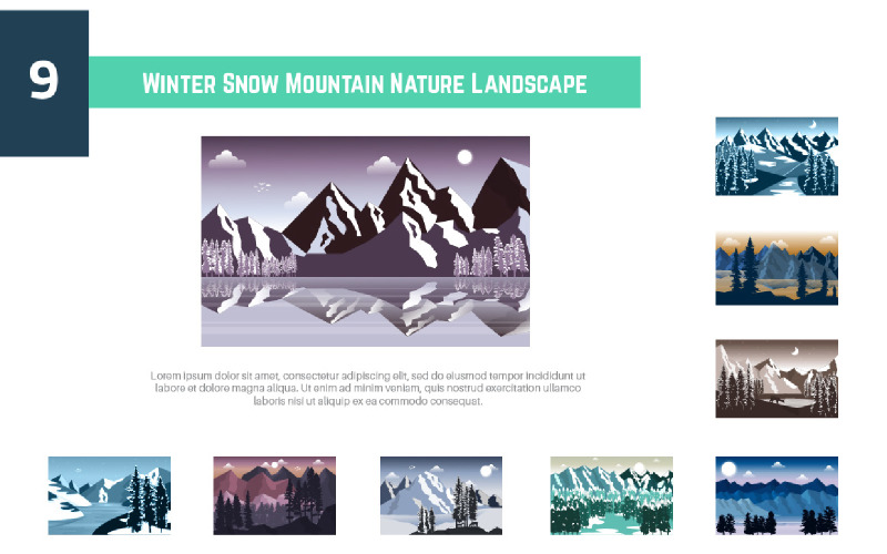 9 Zima Śnieg Góry Natura Krajobraz Ilustracja