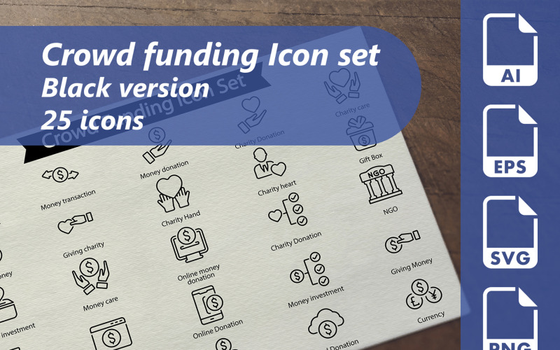 Crowdfinansiering Line Icon Set mall