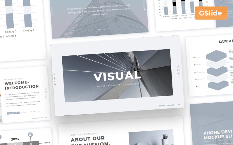 Visuellt - Minimal presentationsmall för Google Slides