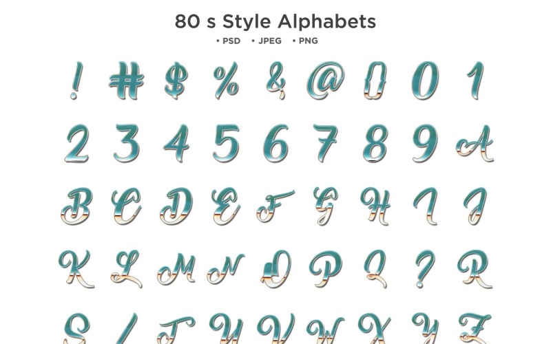 Abeceda stylu 80. let, abc typografie