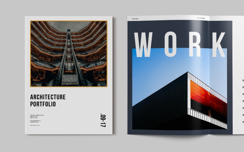 Modelli di riviste per portfolio di brochure di architettura