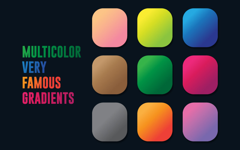 9 mehrfarbige sehr berühmte Farbverläufe Vektoren