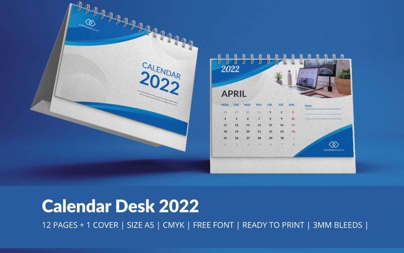 Шаблон планировщика тем календаря Blue Wave на 2022 год
