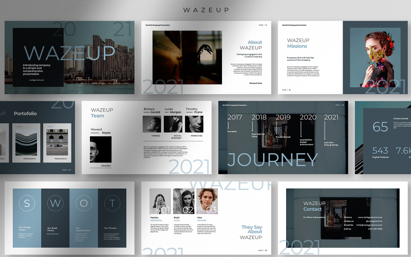 Wazeup vállalati profil bemutató PowerPoint sablon