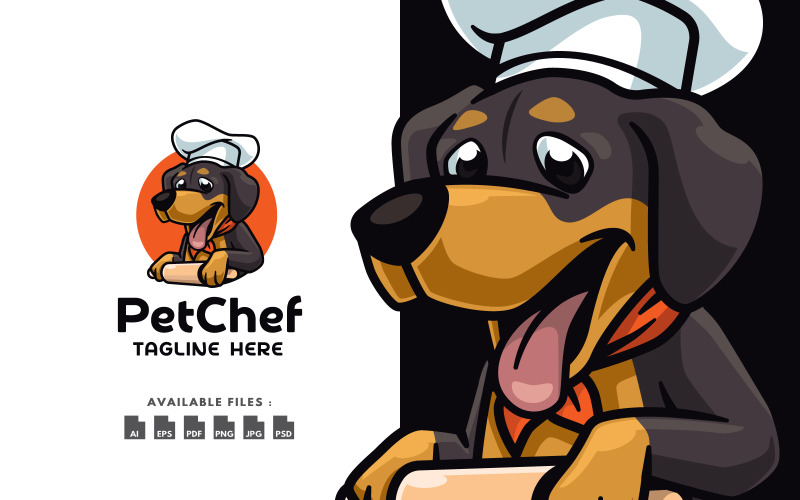 Adorable Pet Chef Cooking Logo