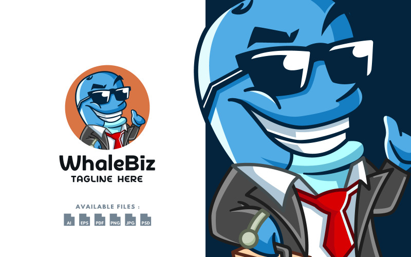 Business Whale Character Logo template