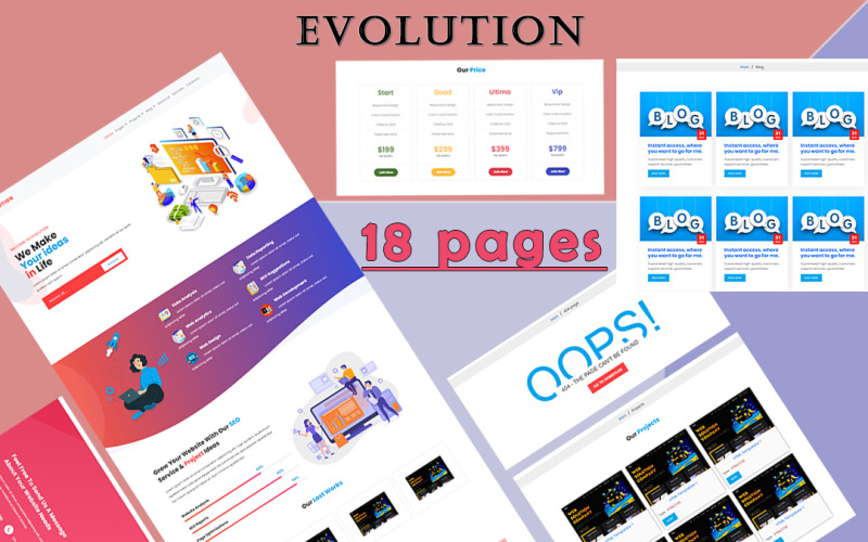 EVOLUTION - Tam Duyarlı Çok Sayfalı Web Sitesi Şablonu