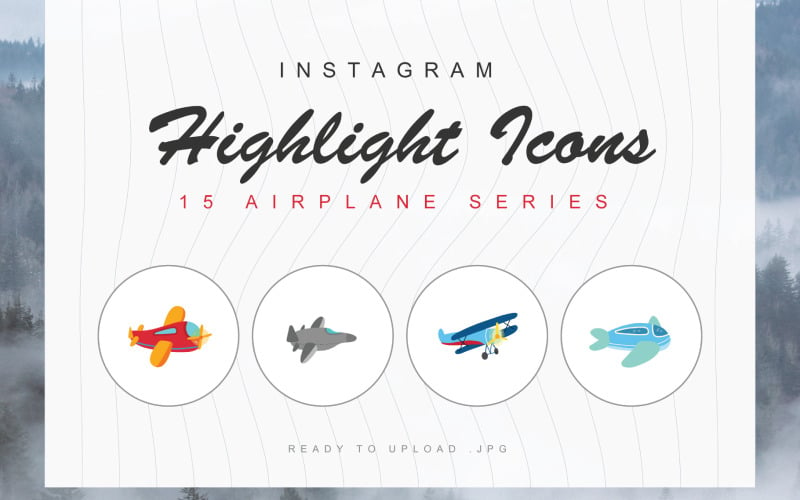 15 Flugzeuge Instagram Highlight Cover Iconset-Vorlage