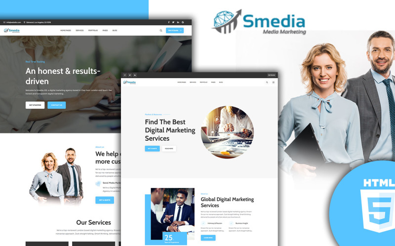 HTML5 шаблон сайта Smedia Media Agency