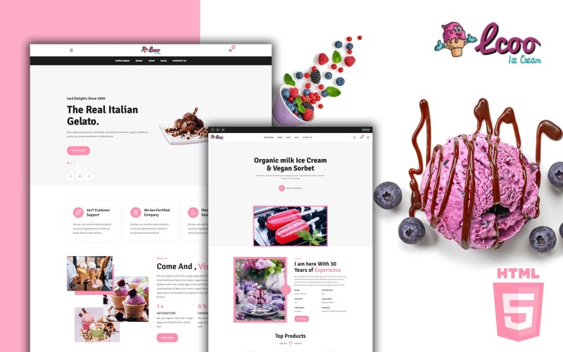 Icoo Moderne Desserts und Süßigkeiten HTML5-Website-Vorlage