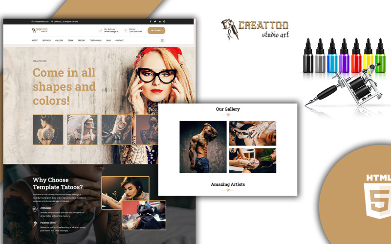 Creattoo — strona docelowa HTML5 narzędzia do tworzenia tatuaży