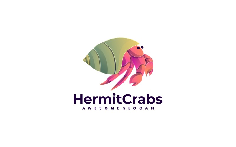 Gradientowe kolorowe logo kraba pustelnika