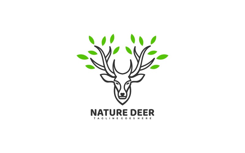 Logo d'art de ligne de cerf de nature