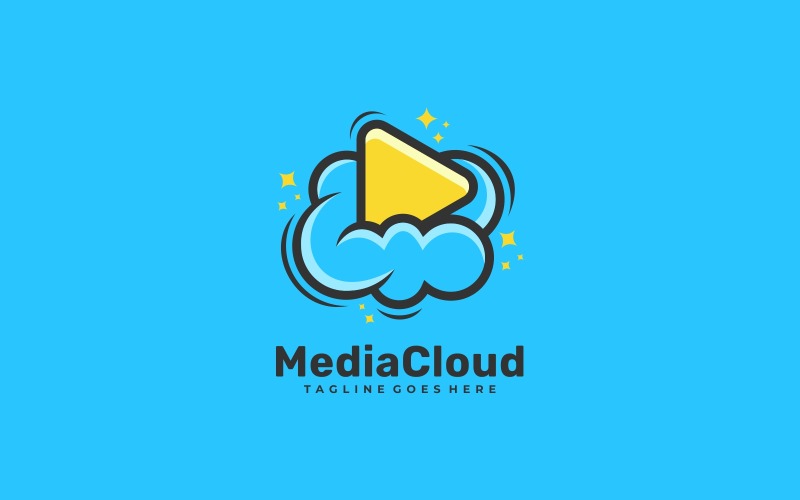 Mediální cloud jednoduché maskot Logo