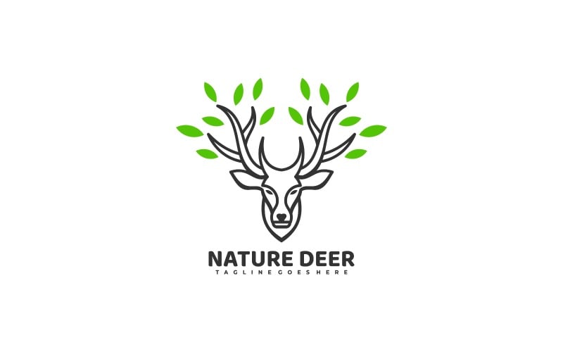 Nature Deer Line Art logó