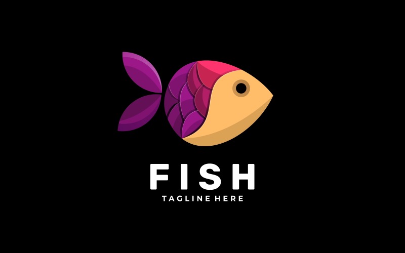 Stile del logo sfumato di frutta di pesce